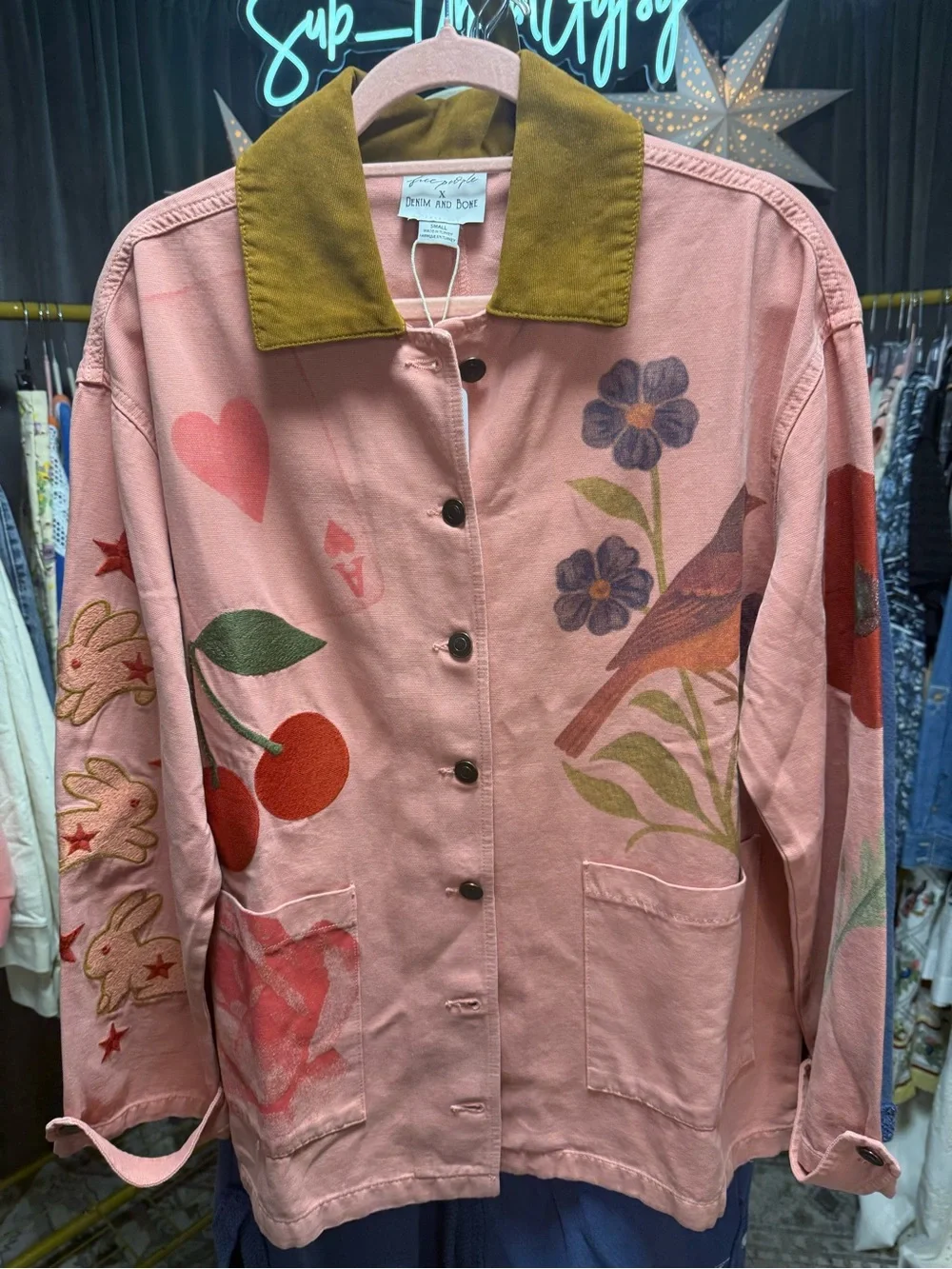 Free People x Denim and Bone Love Shop Embroidered Jacket